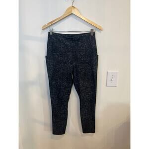 RBX High Rise Pocket Leggings Black Gray Print Athletic Workout Yoga Pants Large